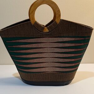 Large Tote Purse Wood Handles